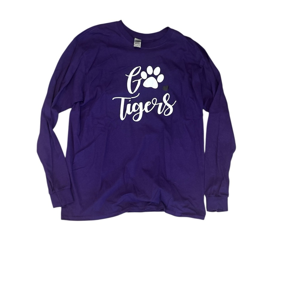 Gildan Purple Graphic Long Sleeve Shirt